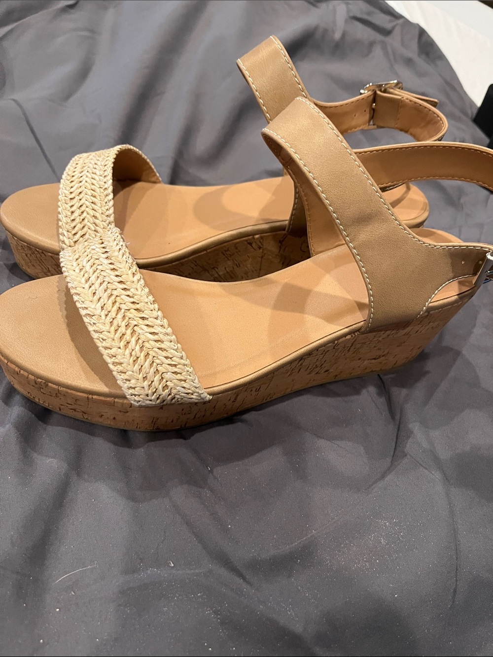 Y Not? Braided Front Strap Tan Sandals